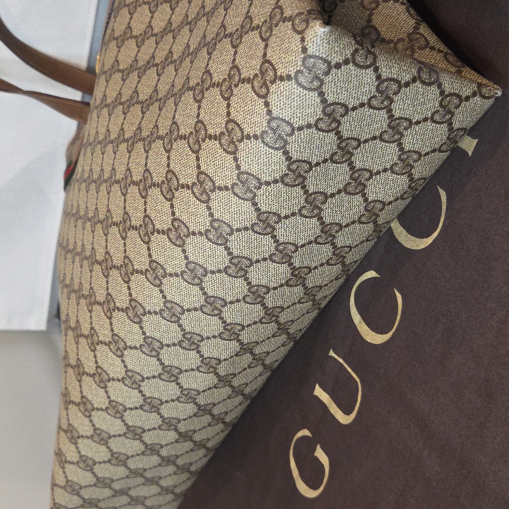 GUCCI 1970's Accessories Collection coated canvas/leather/webbing large tote bag - Picture 11 of 17